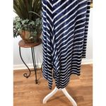 La Vanya Women’s Plus 3X Navy & White Striped Sleeveless Tunic Asymmetrical Hem Photo 2