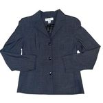 Petite Sophisticate gray button up blazer with shoulder pads Photo 0