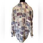 Stunt Vintage Silk Geometric Patchwork Autumn Fall Leaf Floral Button Up Top Photo 5