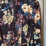 Xhilaration Xhiliration Wine Floral Print Long Sleeve Scoop Neck Ruffle Front Dress Medium Photo 10