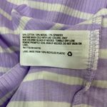 A New Day Women’s Round Neck Ribbed Short Sleeve Tee Purple & White Stripe NWT Photo 4