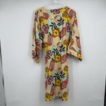 Noonday Collection Papaya Print Kimono Robe 3/4 Sleeve Pockets M/L Resort Beach Size L Photo 6