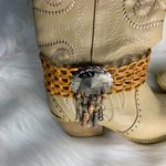 Handmade Womens Yellow Leather Beaded Metal Buckle Removable Boot Band One Size Photo 3