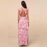Lulus LULU’S Evangeline Pink Floral Ruffled Maxi Dress Photo 4