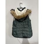 Green Tea Heather Green Hoodie Soft White Faux Fur Lined Puffer Vest size L Size L Photo 4