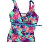 Lands' End Women's One Piece Slender Swimsuit Size 14 Floral Print Tummy Control Photo 2