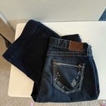BKE Brie Flared Bootcut Trouser Style Jean Dark Wash Sequin Detail High Waist 28 Blue Photo 0