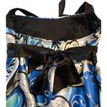 Trisesci Juniors Dress Size 13 Blue Strapless Paisley Satin Taffeta Halter Strap Photo 6