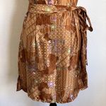 Vintage Portobello Satin Floral Geometric Mini Wrap Dress in Bronze Size undefined Photo 5