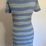 Cider  Blue and Gray Striped Knit Dress Photo 0