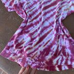 Brandy Melville Vintage Pink and white tie-dye V-neck short sleeve shirt sz m Photo 5