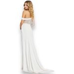 Mac Duggal  One Shoulder Illusion Gown with Pearls  Rhinestones Ivory Size 6 NWT Photo 6