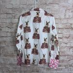 Tizzie French Bull Dog & Luggage Print Button Down Shirt Size Medium NEW White Photo 4