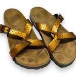 Birkenstock ‎ Birki's Sandals Sz 38 7 5 Copper Bronze Snakeskin Print Shoes Photo 0