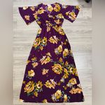 Everly Women Purple Floral V-Neck Side Slit Maxi Dress Size S Photo 6