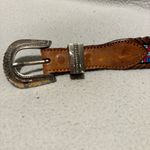 Vintage 1991 Beaded Native American Southwestern Leather Belt size 36 Brown Photo 3