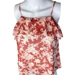 Evereve XS tank top red white floral print double layered ruffle chiffon summer Photo 2