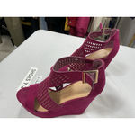 Bamboo Womans  Platform Wedge Sandals 10 Fuscia Open Toe Strappy Vented Photo 1