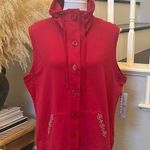 Natalie & Me Weekend Button Front Vest Sweater Studded Pockets Outdoorsy Size XL Red Photo 0