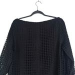 Megan Huntz Atlanta Black Windowpane 3/4 Sleeve Midi Dress Medium M Sheer USA Photo 11