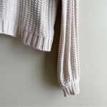 American Eagle • Crochet Knit Sweater in Natural, Balloon Sleeves, Size XS Tan Photo 5