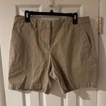 Lands' End Lands's End Fit 2 Shorts Women's Sz 12 Khaki Chino Flat Front Zip Cotton Blend Photo 0
