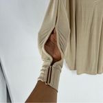 JM Collection Metallic Gold Stretch Jersey Liquid Knit V-Neck Batwing Top Size S Photo 4