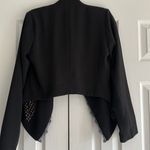 Elevenses  Women’s Black Blazer with Lace & Leather Trim Photo 4