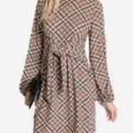 Davi & Dani  tartan plaid tie waist knit dress with pockets size small Photo 4