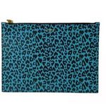 Saint Laurent Teal Leopard Print Pouch Photo 0