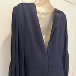 Harper Rose Georgette Jumpsuit Size 8 Navy Blue Wide Leg Crepe Long Sleeve Party Photo 7