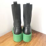 Steve Madden Hesitant Black Leather Platform Boot Midi Green Lug Sole Size 6 New Photo 5