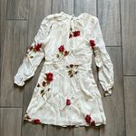 Reformation Red and Brown Sheath Dress with Bishop Sleeves for Wedding Guest Photo 3