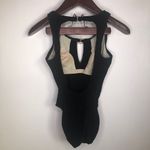 Athena Vintage Ruched Ribbed Low Back Keyhole Swimsuit 6 Crinkle Swim One Piece‎ Black Photo 5