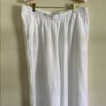 Japna  100% gauze cotton white boho pull on elastic waist wide leg pants XL​​ Photo 1