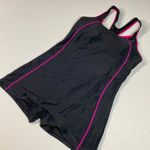 Womens XL Black & Pink Racerback Boy Shorts Swimsuit Photo 1