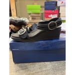 NEW SAS SEIGHT Heels Dress Sandal Black Size‎ 9.5 Narrow Leather WEDGE Buckle Photo 1