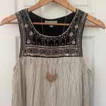 American Eagle Retro AEO Pinstripe Embroidered & Beaded Swing Dress Photo 1