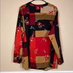 Calvin Klein  Women’s Floral Geometric Pattern Print Button-Up Long Sleeve Blouse Photo 7