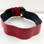 Anne Fontaine Genuine Leather Silver Buckle Adjustable Waist Belt Red Photo 5