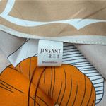 Jinsant‎ NWT 100% Mulberry Silk Scarf Floral Print Square Beige Orange Photo 5
