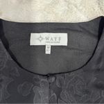 WAYF Size M Black Floral Jacquard Elegant Silky Cropped Classic Wrap Top Date Photo 6