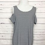Michael Kors Striped Cold Shoulder T-Shirt Casual Top Size Large Photo 8