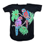 90s Vintage Hand Painted Sequin Parrot Bird Shirt Blue Sky Black One Size Size undefined Photo 0