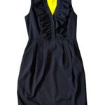 Andrew Marc Black Midi Dress Sleeveless Ruffle Tank Dress Size 2 Career Work Photo 0