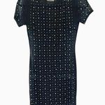 Vine Tree Black Mini Beaded Rhinestone/Pearl Dress Mesh Sheer S Body Con Studded Photo 0