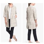 Eileen Fisher Taupe Illusion Jacquard Long Open Front Coat Size XL Photo 2