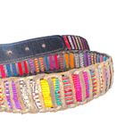 Stitched woven Genuine Leather Aztec Ethnic Boho Indie Print Belt size 42 pink Photo 10