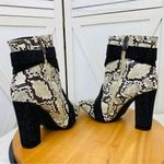 Cape Robbin  Snake Skin Rhinestone Detail Heeled Ankle Boots Ivory Black 7.5 Photo 6