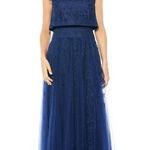 Tadashi Shoji  Embroidered Tulle Crop Top Gown Photo 0